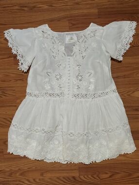 Anthropologie 100% Cotton  Women's Lace Tunic Style BOHO Feminine Lace Top Sz 1X